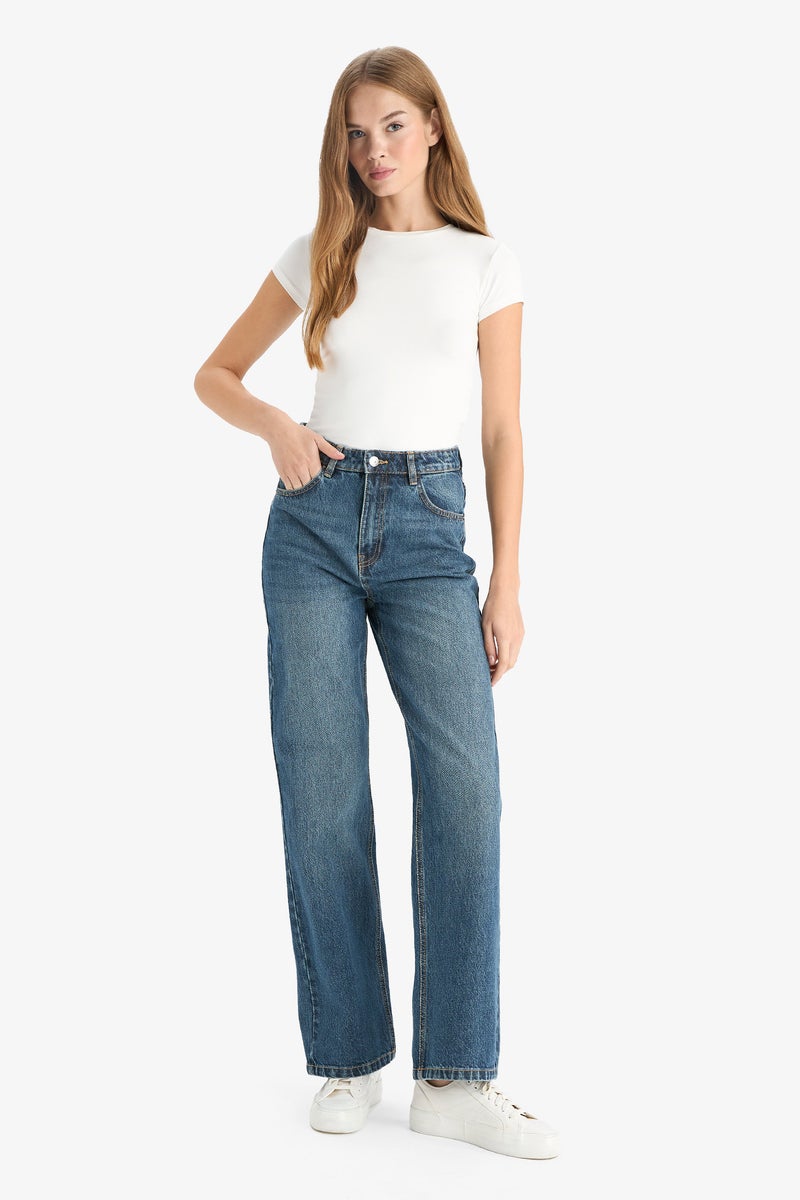 ديفاكتو بنطلون جينز وايد ليج برجل عادية وخصر عالي - Image 3